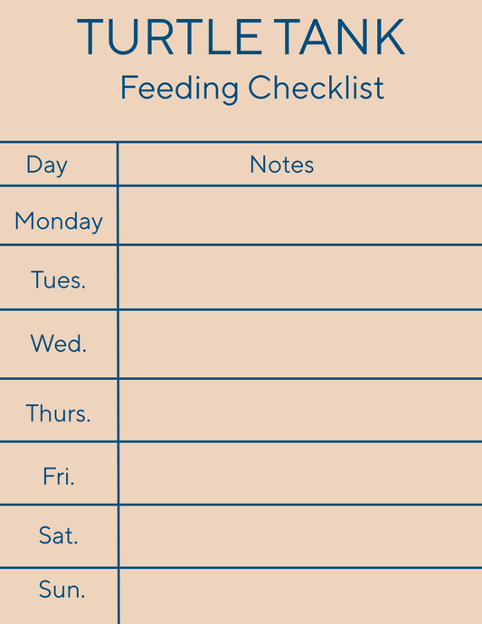 Turtle Tank Feeding Checklist (Printable PDF)